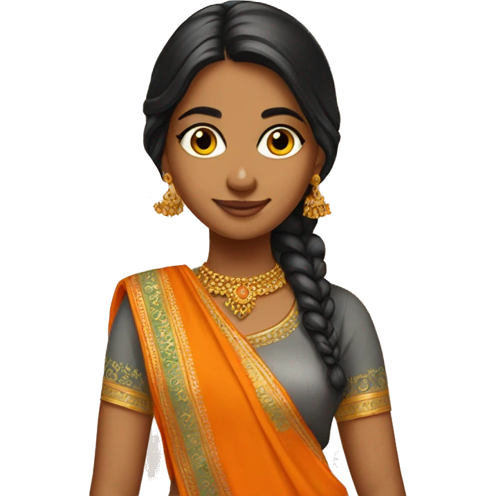desi girl with orange sari emoji