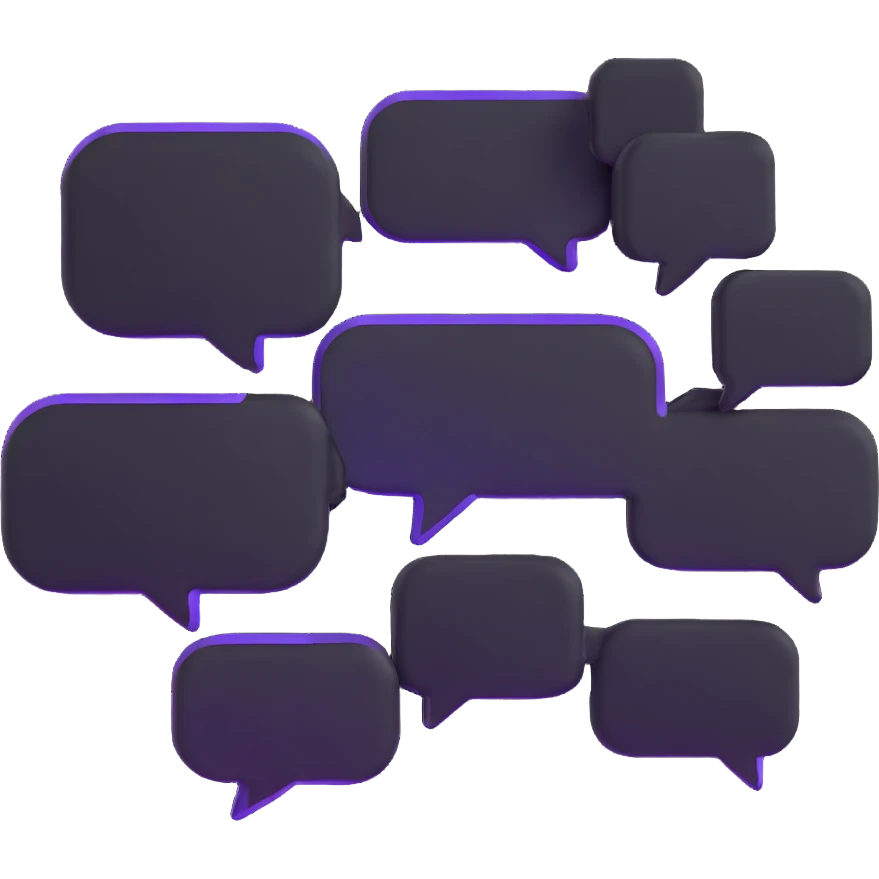 multiple chat bubbles connected together in a group conversation emoji