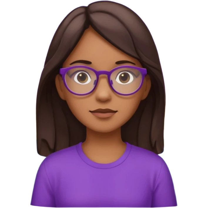 Chica de pelo moreno con gafas, lleva camisa violeta. Piel morena clara. Con Torre de Hércules de la Coruña detrás emoji