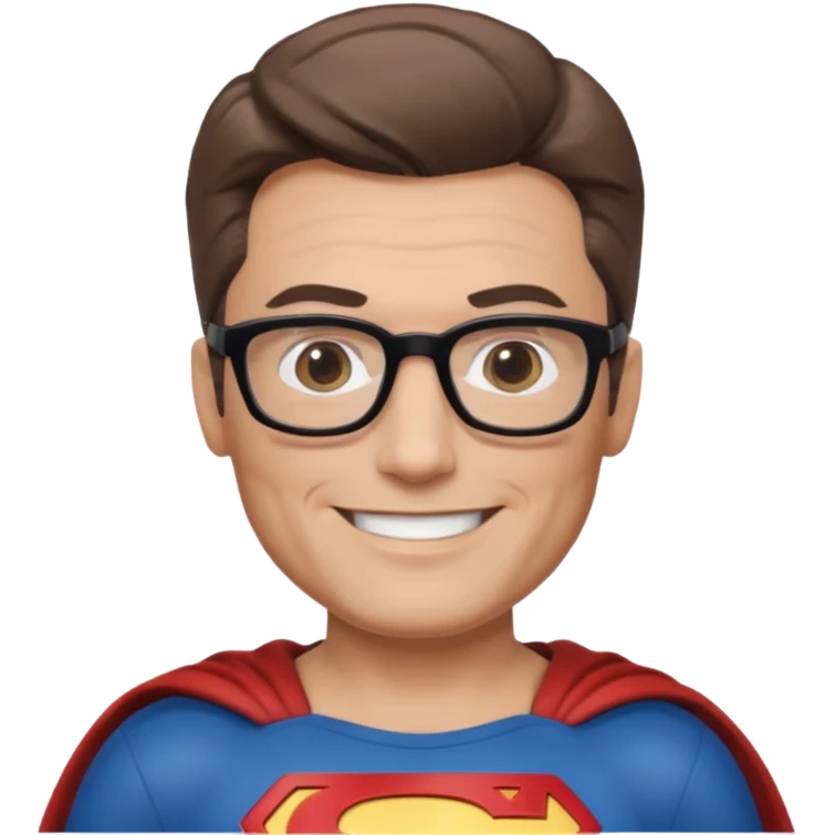 Make me a superman emoji with black glasses, light brown hair and slightly graying emoji