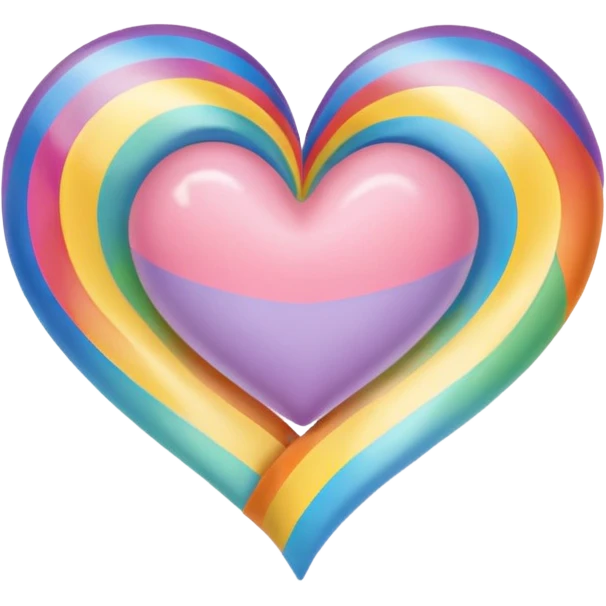 pastel heart with a gentle rainbow ribbon emoji
