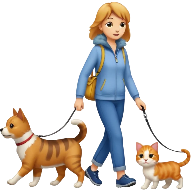 Dog walking cat .  emoji