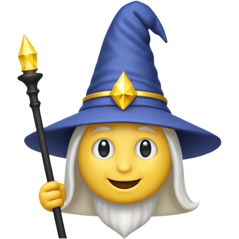 Einen Gelben Emoji mit zauber hut und schwartz weißen zauberstab emoji