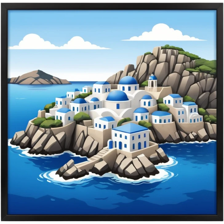 a greek island seen from the sea emoji
