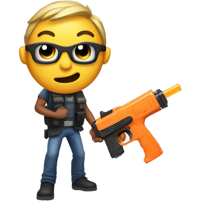emoji with nerf gun in his mouth emoji