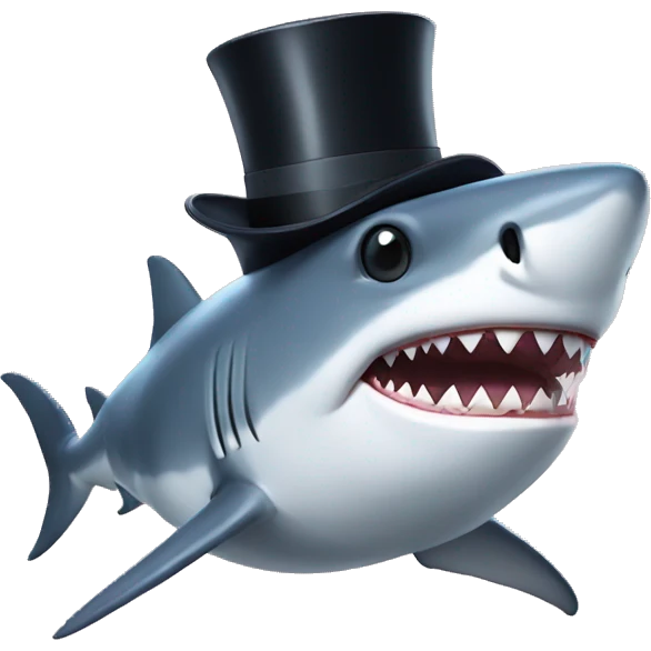 Shark with a top hat emoji