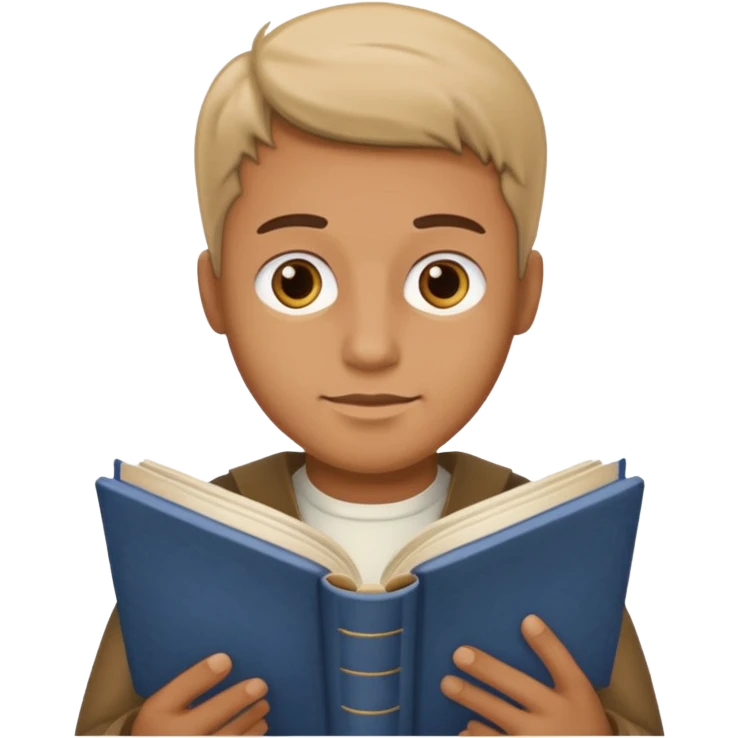 man holding a history book, reading the book emoji