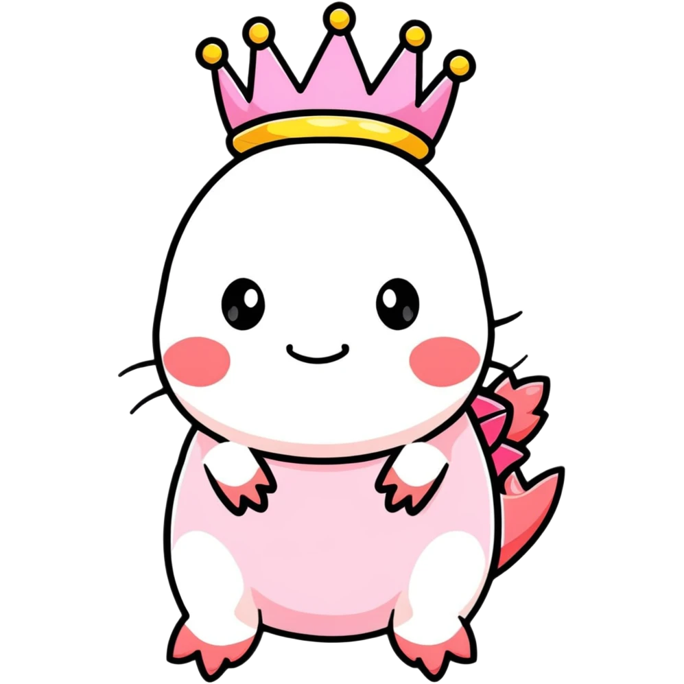 cartoon axolotl with a crown emoji