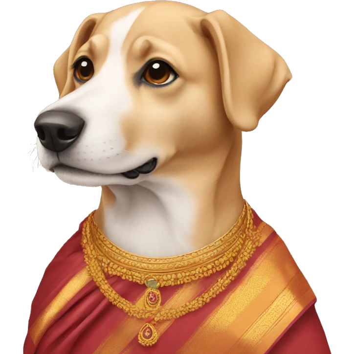 A dog wearing a saari emoji