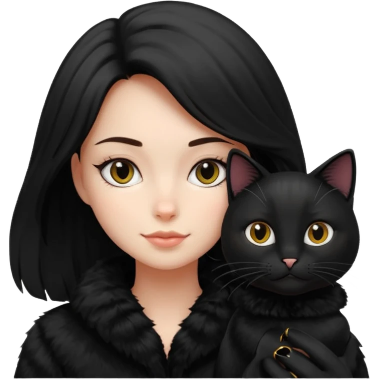 girl with black cat emoji