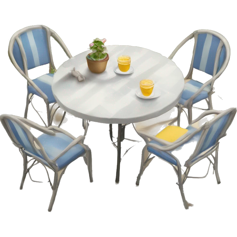 Terrasse Parisienne upée avec deux chaises et une table emoji