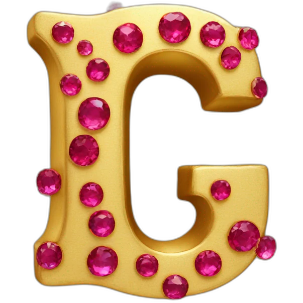 3d gold letter G with rubies emoji