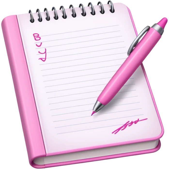 pink book and note pen add on it the word BUSY emoji