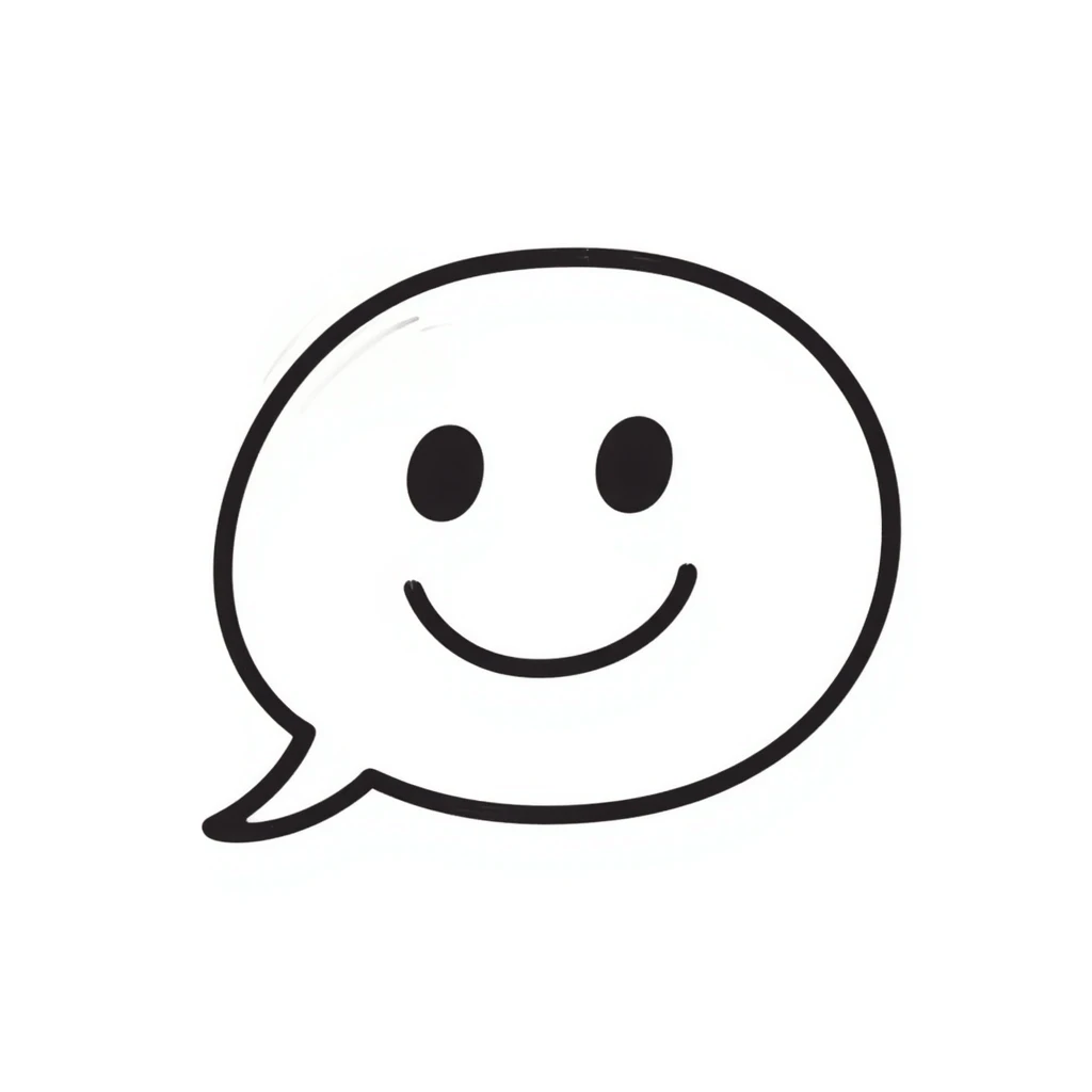 speech bubble with smiley face, hand drawn doodle style emoji