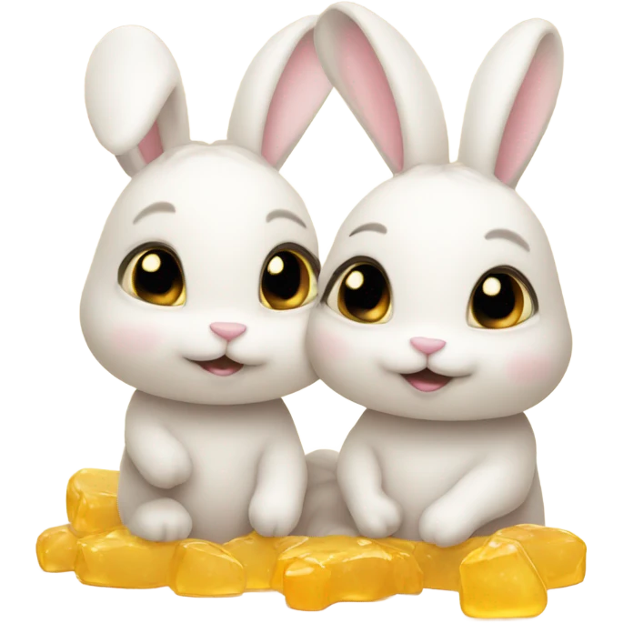 2 cute, loving honey bunnies emoji