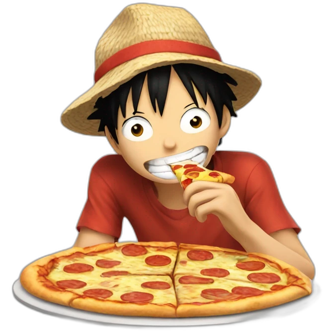 Luffy eating a pizza emoji