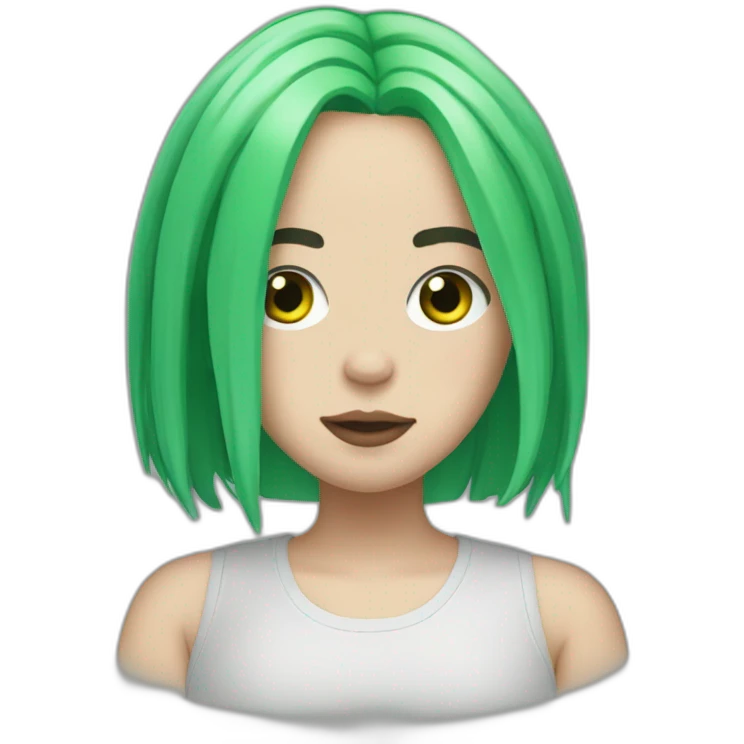 Billie eilish with green dyed hair emoji
