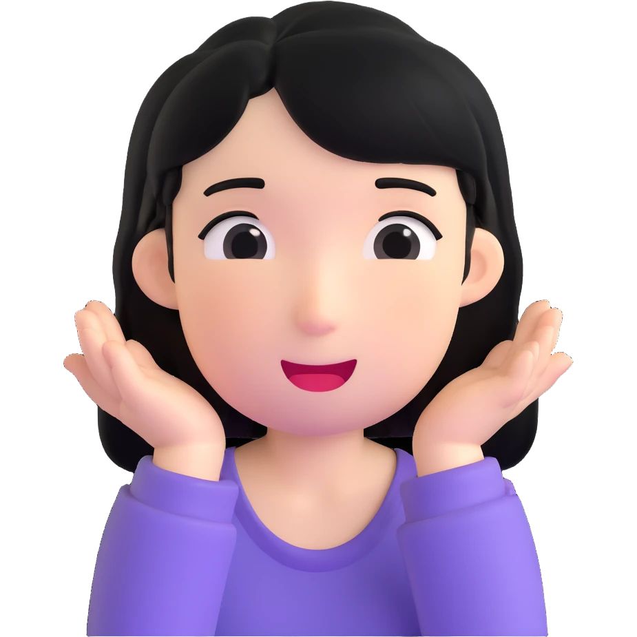 embarrassed white face with black hair emoji
