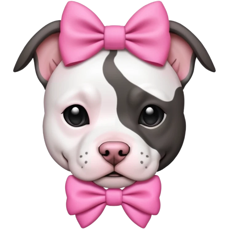 Black and white Pit bull dog with pink bow emoji