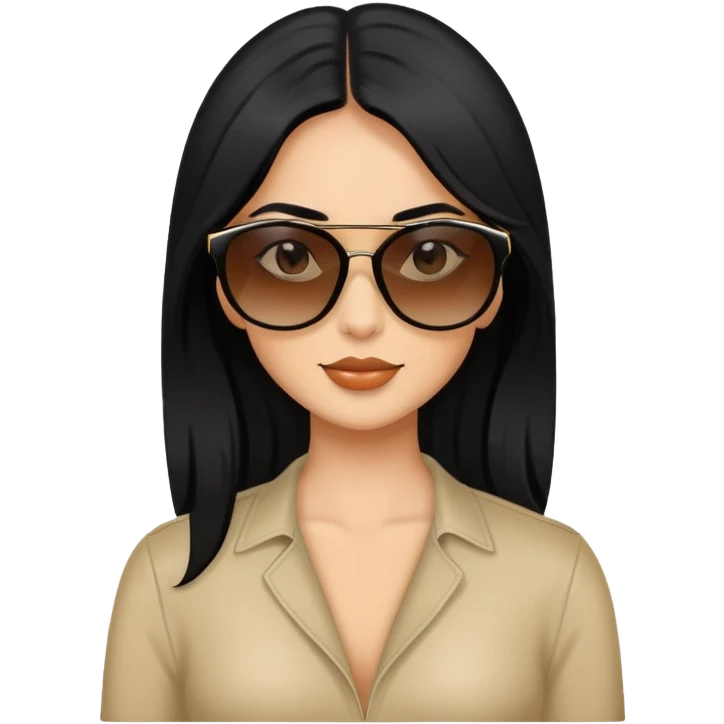Photo of Victoria secret model, black hair posing with sunglasses  emoji