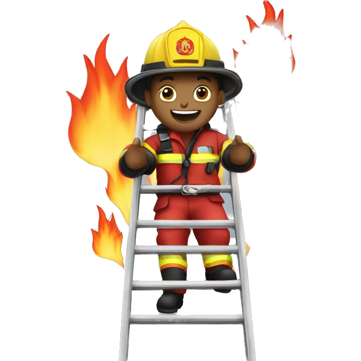 Fire fighter on a ladder emoji