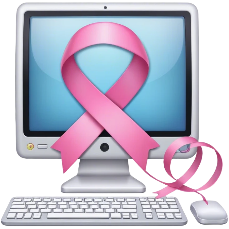 computer with a pink ribbon emoji