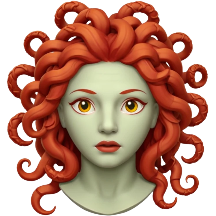statue head medusa red hair clay emoji
