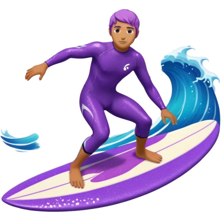 glitter surfer purple surf in wave ocean cian emoji