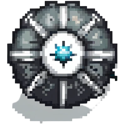 Black digital bomb with shuriken or ninja star fuse at the top, round black bomb body with silver/gray accents, pixel art style emoji