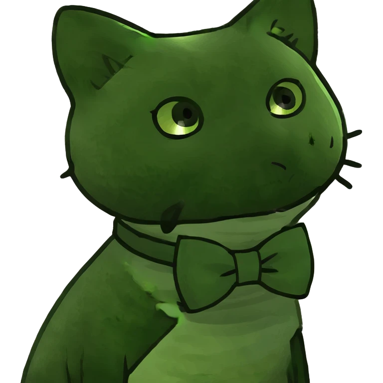 pink small cat with matcha emoji