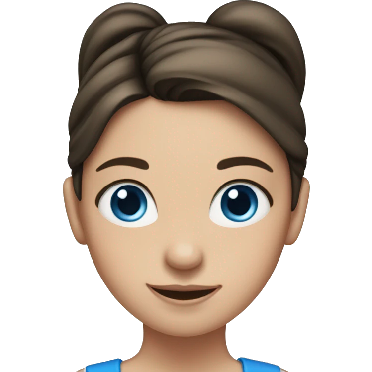 Brunette ponytail girl with blue eyes  emoji