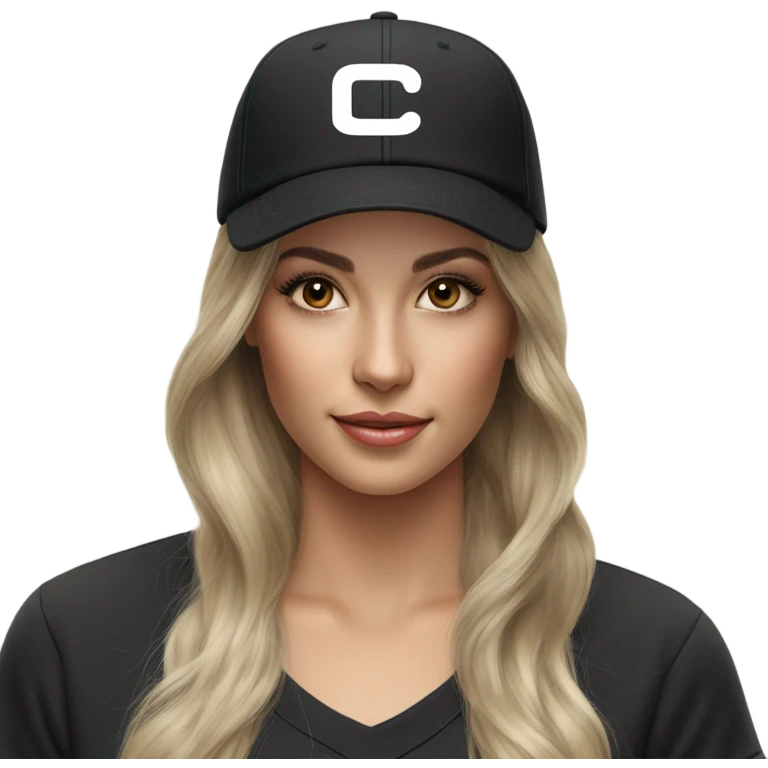 Black baseball cap with ‘.COM’ written on the front in bold white letters emoji