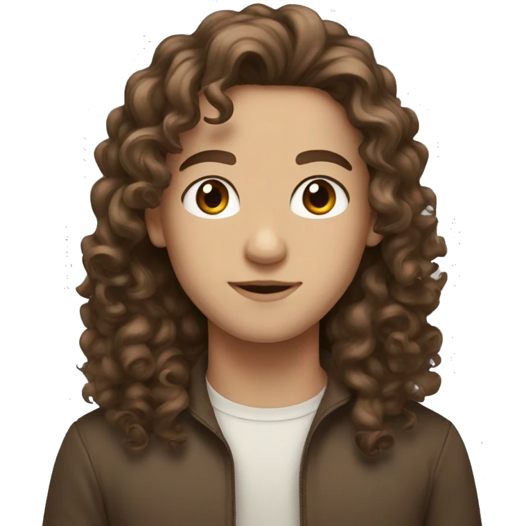 white gender neutral person brown eyes long brown hair curly emoji