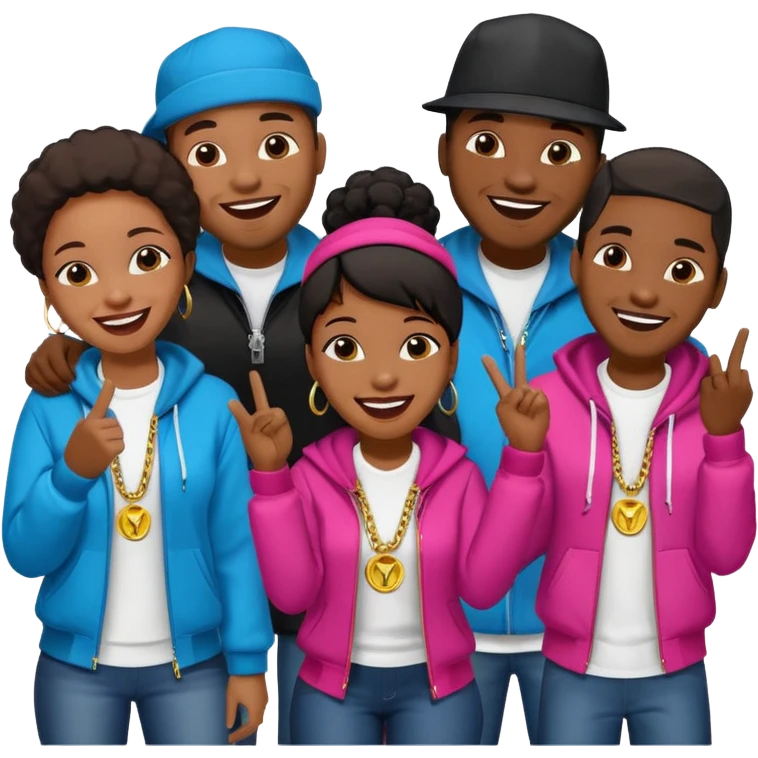 African American crowd of fans men and women at a rap concert emoji