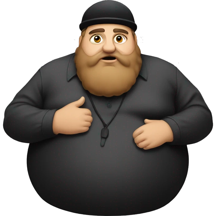Fat Jewish man in 30s wearing black hat debating beautiful Indian man emoji