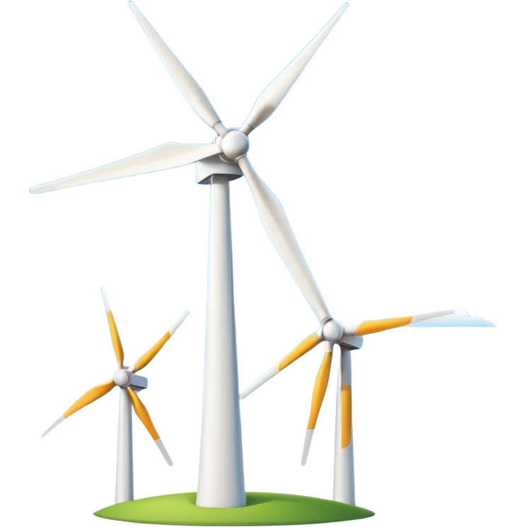 modern wind turbine, tall white tower with three long blades emoji