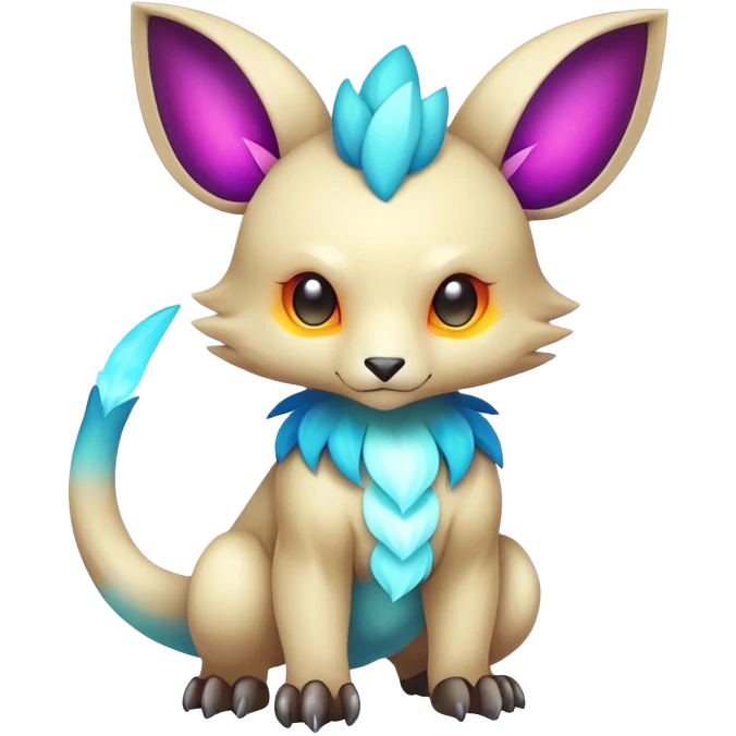 Cute cool colorful fantasy animal hybrid Fakemon full body emoji