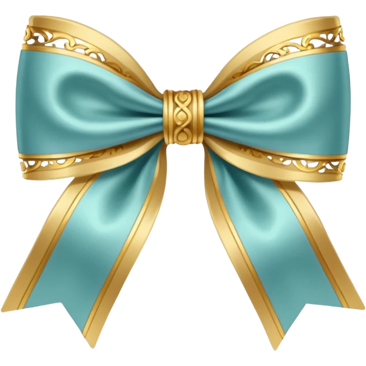 vintage rococo bow, white, with gold trim emoji