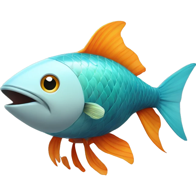 fish with a rocketship engine blasting off seamlessly integrated into its tail emoji
