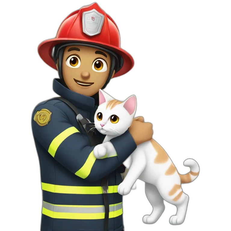 Firefighter rescuing cat emoji