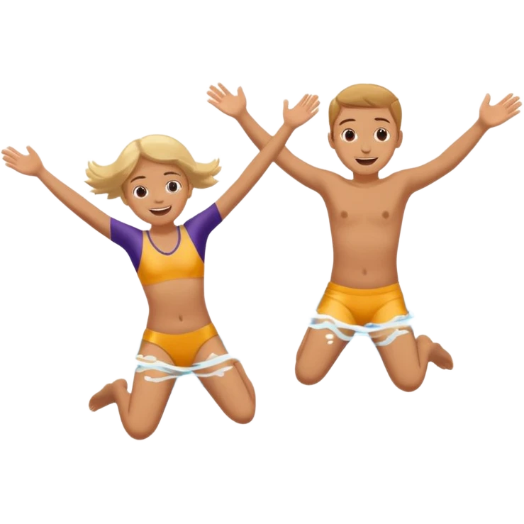 Kids doing a belly flop in to a pool full of water emoji