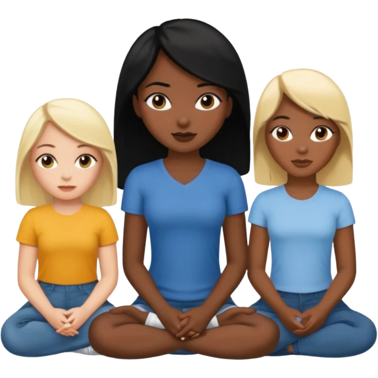 black woman with black hair and one blonde white girl friends sitting in a row emoji