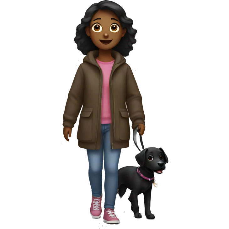 Girl with a black dog walk emoji