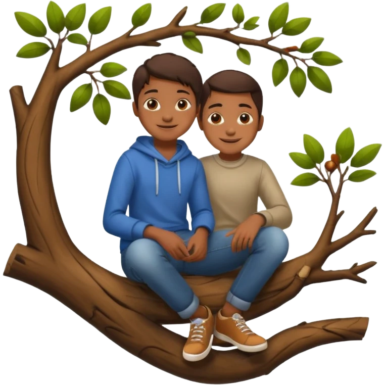 A Kid Sitting on a tree branch emoji