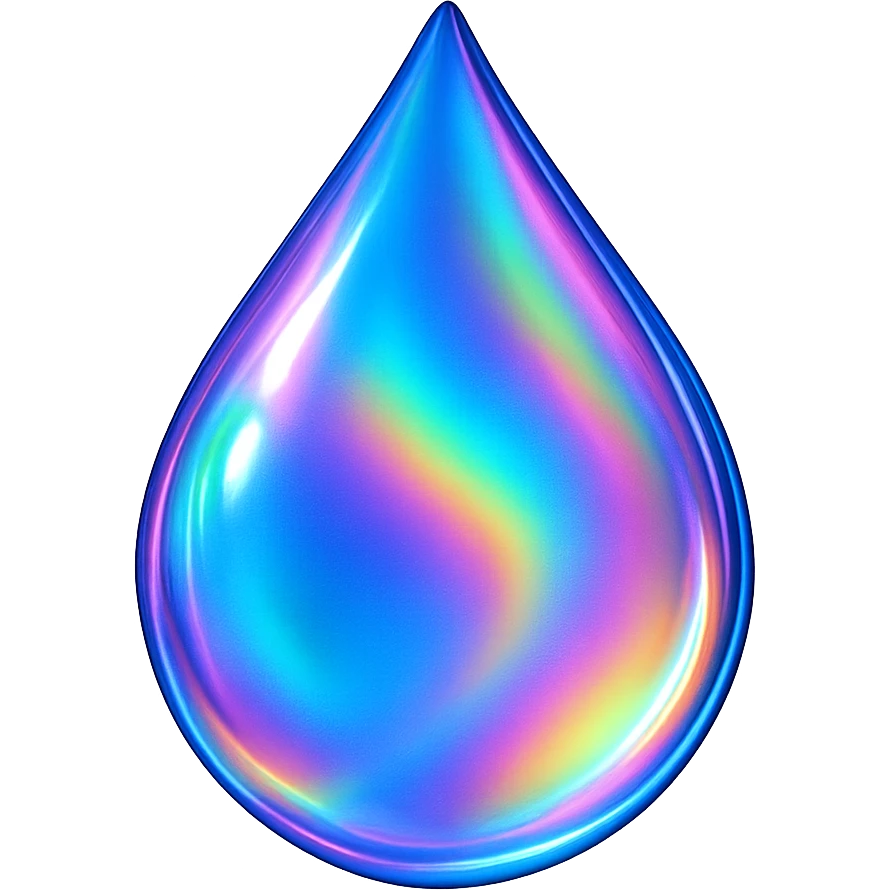 teardrop with a holographic shimmer, digital illustration, no background emoji