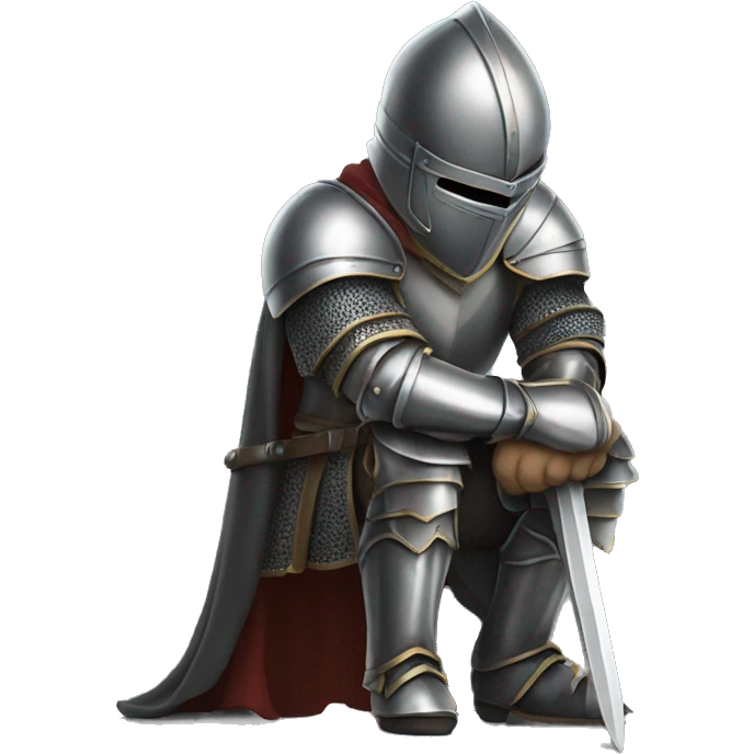 knight crouching on one knee with his head down emoji