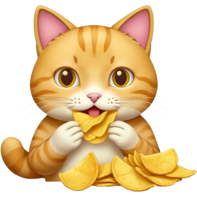 Chat qui mange du chips emoji