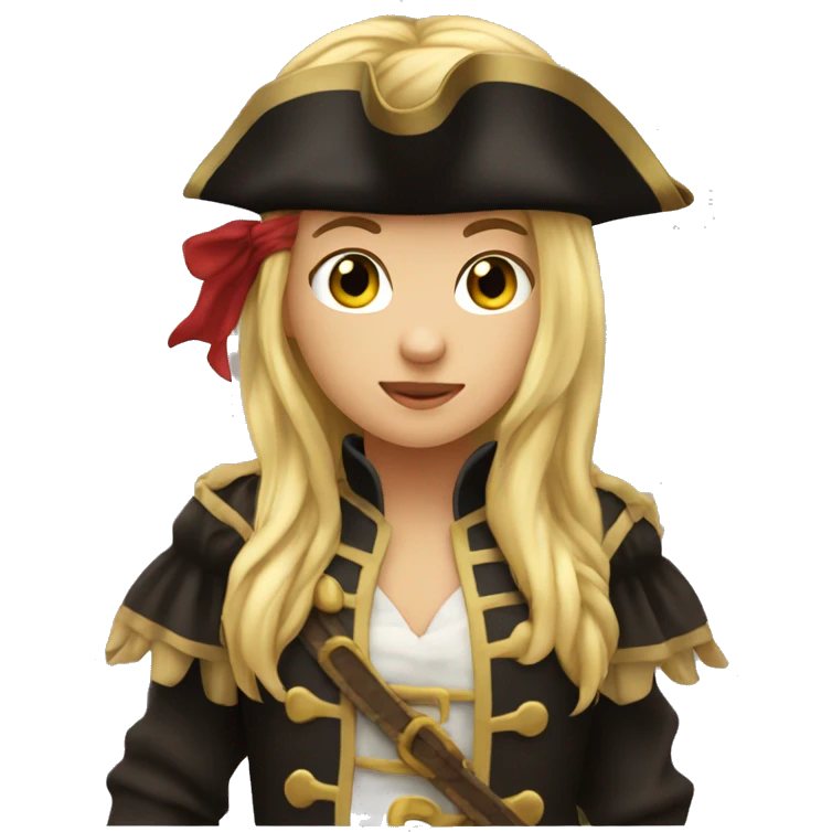 Female pirate long blond hair bangs dark brown eyes  emoji