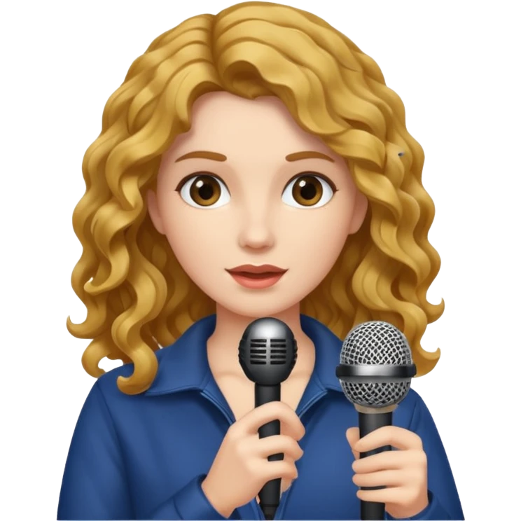 rubia con pelo ondulado y un microfono en la mano emoji