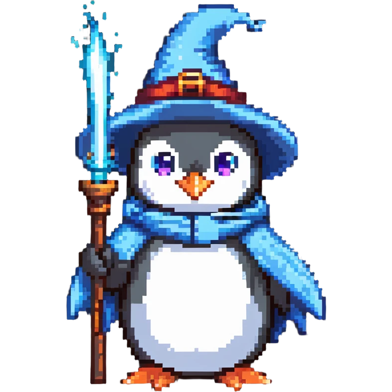 penguin wizard casting a spell emoji